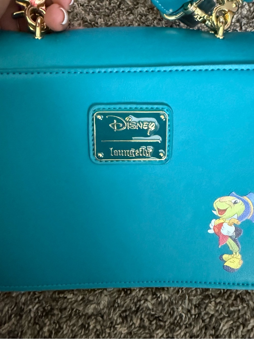 Loungefly Teal Pinocchio Illustration Crossbody Bag - Picture 2 of 4